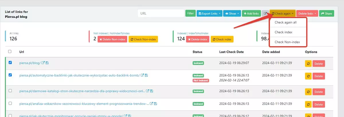 New Recheck Buttons interface